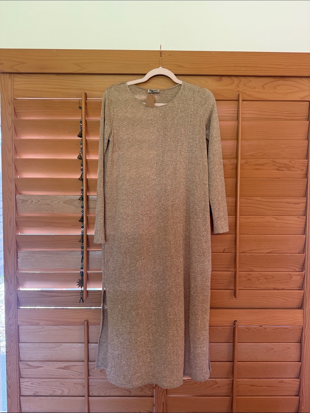 Show Me Your MuMu Gold Long-Sleeve Midi Dress